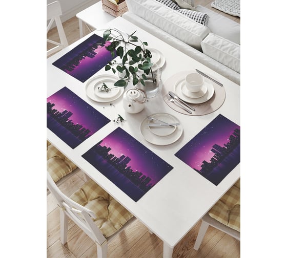 Комплект тканевых салфеток для сервировки стола JOYARTY "зарево над городом", 32x46 см, 4 шт. np_38816 1