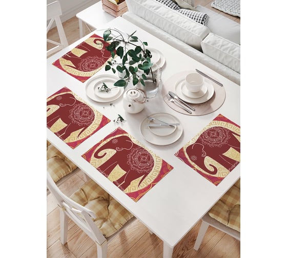 Комплект тканевых салфеток для сервировки стола JOYARTY "жизнерадостный слон", 32x46 см, 4 шт. np_7292 1