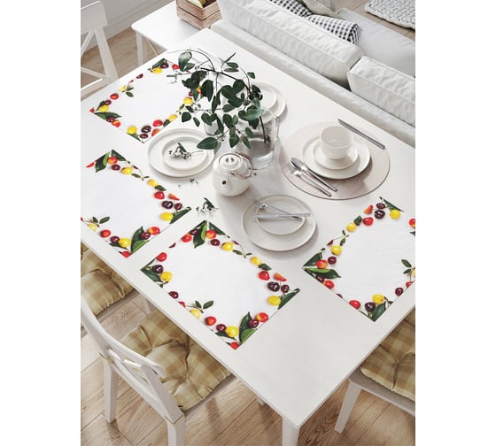 Комплект тканевых салфеток для сервировки стола JOYARTY "ягодная рамка", 32x46 см, 4 шт. np_378857 1