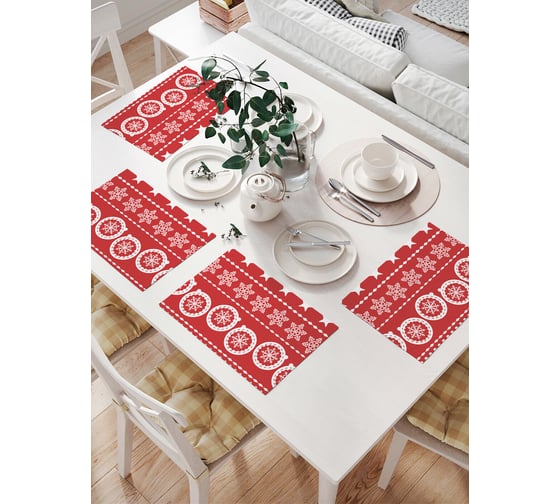 Комплект тканевых салфеток для сервировки стола JOYARTY "украшение к рождеству", 32x46 см, 4 шт. np_5650 1