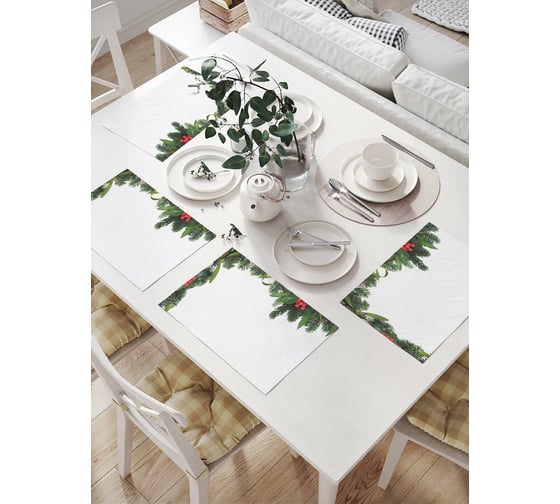 Комплект тканевых салфеток для сервировки стола JOYARTY "рождественские шишки", 32x46 см, 4 шт. np_37063 1