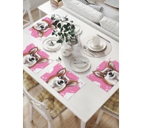 Комплект тканевых салфеток для сервировки стола JOYARTY "стильный корги", 32x46 см, 4 шт. np_385294