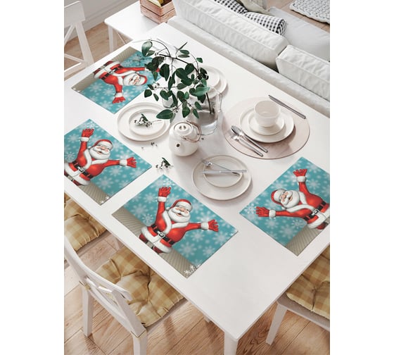 Комплект тканевых салфеток для сервировки стола JOYARTY "счастье деда мороза", 32x46 см, 4 шт. np_5949 1