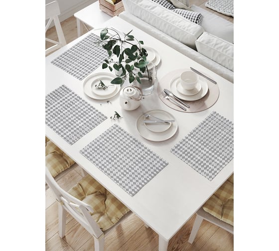 Комплект тканевых салфеток для сервировки стола JOYARTY "современные круги в квадратах", 32x46 см, 4 шт. np_102624