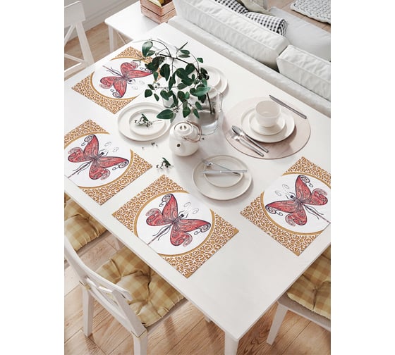 Комплект тканевых салфеток для сервировки стола JOYARTY "настенная бабочка", 32x46 см, 4 шт. np_5364 1