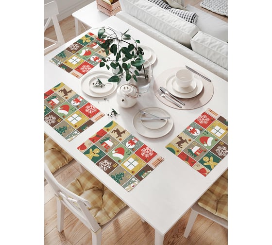 Комплект тканевых салфеток для сервировки стола JOYARTY "рождественская считалка", 32x46 см, 4 шт. np_6856 1
