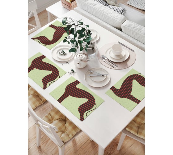 Комплект тканевых салфеток для сервировки стола JOYARTY "борзая", 32x46 см, 4 шт. np_8422