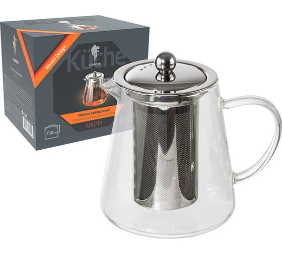 Заварочный чайник Leonord AROMA 750 мл, боросиликатное стекло, нержавеющая сталь 8247