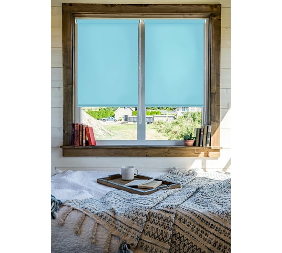 Рулонные шторы Эскар, лайт цвет бирюзовый 80x160см  7683080160 1