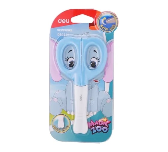 Ножницы DELI ED60501 Magic Zoo детские 125 мм, ручки пластиковые, сталь, ассорти, блистер, 12 шт в упаковке 1203613