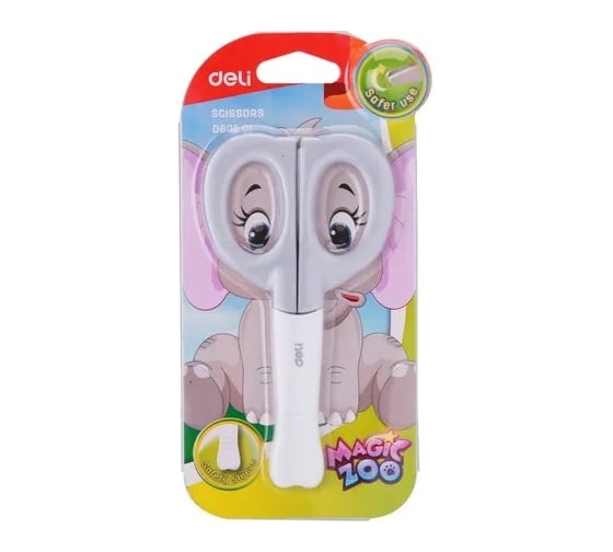 Ножницы DELI ED60501 Magic Zoo детские 125 мм, ручки пластиковые, сталь, ассорти, блистер, 12 шт в упаковке 1203613