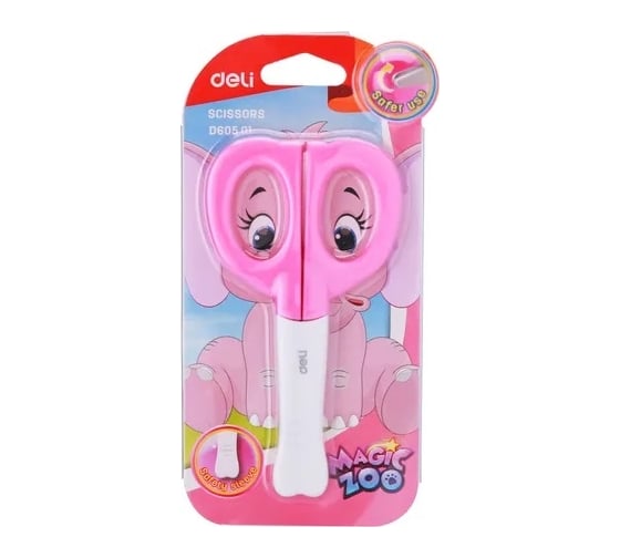 Ножницы DELI ED60501 Magic Zoo детские 125 мм, ручки пластиковые, сталь, ассорти, блистер, 12 шт в упаковке 1203613