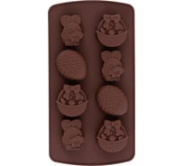 Силиконовая форма для шоколадных конфет МУЛЬТИДОМ Пасхальное настроение 21x10.5x2.5 см VL80-504