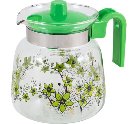 Кувшин из жаропрочного стекла с пластик ручкой Mallony PENTOLA-1200 1.2 л, зеленый 910117