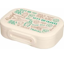 Ланч-бокс Phibo с декором travel, 180x130x50 мм, 0.98 л, бежевый 43421990751