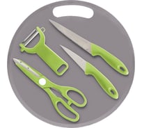 Кухонный набор Mallony CLASSICO 5 предметов, нож 2 шт., ножницы, овощечистка, разделочная доска 008668