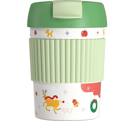 Термостакан-непроливайка KissKissFish Rainbow Vacuum Coffee Tumbler Mini рождественский S-U35C-138