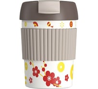 Термостакан-непроливайка KissKissFish Rainbow Vacuum Coffee Tumbler Mini праздничный с цветами S-U35C-152