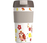 Термостакан-непроливайка KissKissFish Rainbow Vacuum Coffee Tumbler праздничный с цветами S-U45C-145