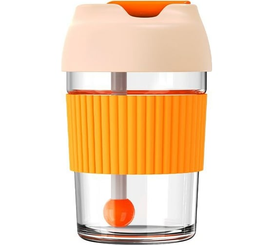 Стакан-непроливайка с трубочкой KissKissFish Rainbow BOBO Cup оранжевый G-U36W-220