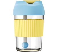 Стакан-непроливайка с трубочкой KissKissFish Rainbow BOBO Cup голубой/желтый G-U36W-183