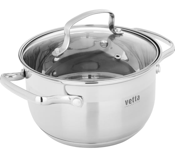 Кастрюля VETTA Берн 18x11 см, 2.6 л, со стеклянной крышкой, индукция 822-100