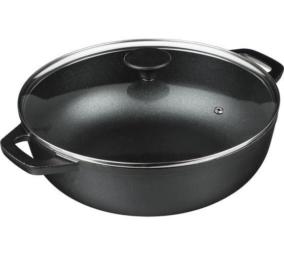 Вок VETTA чугун, d30x8.5 см, стеклянная крышка 808-009