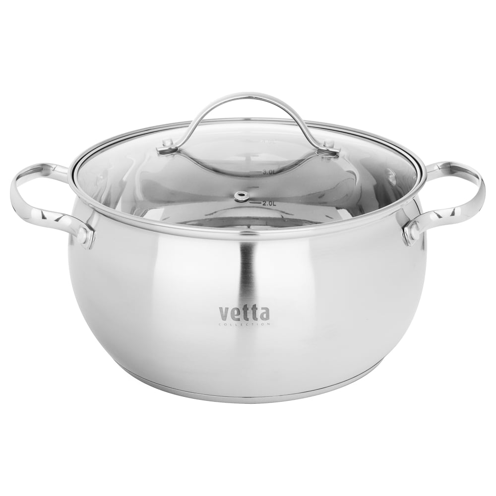 Кастрюля VETTA Женева 22x12.5 см, 4.9 л, со стеклянной крышкой ...