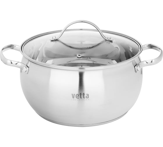 Кастрюля VETTA Женева 22x12.5 см, 4.9 л, со стеклянной крышкой, индукция 822-085 1