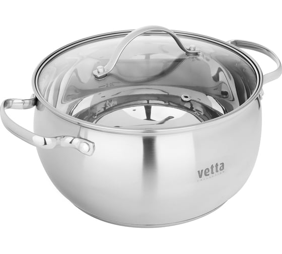 Кастрюля VETTA Женева 22x12.5 см, 4.9 л, со стеклянной крышкой, индукция 822-085