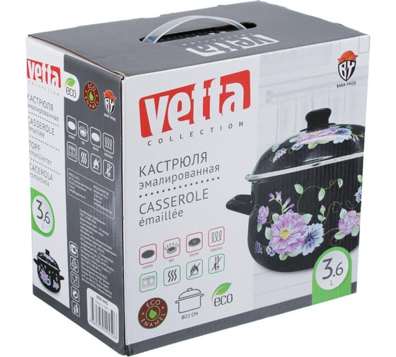 Эмалированная кастрюля VETTA Иллюзия 22 см, 3.6 л, индукция 894-445