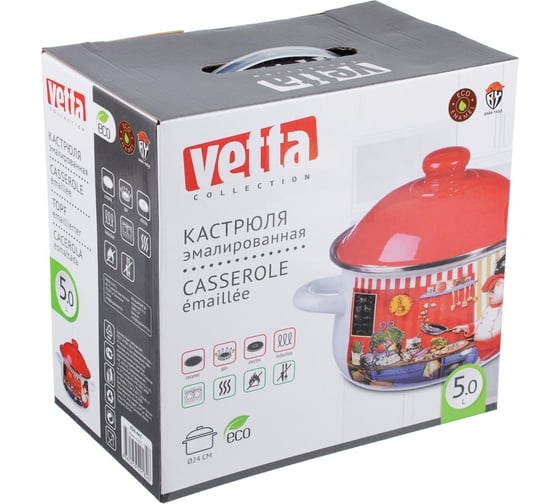 Эмалированная кастрюля VETTA Повар 24 см, 5 л, индукция 894-441
