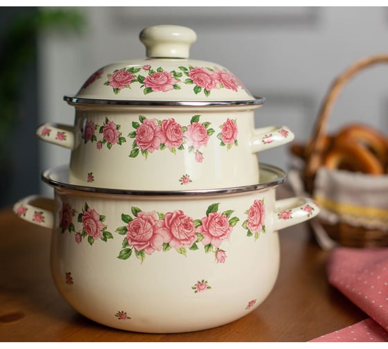 Эмалированная кастрюля VETTA Розанна 22 см, 3.6 л, индукция 894-450