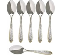 Чайные ложки с рельефным узором URM 15 см, серебряные с позолотой, набор из 6 шт. D01349