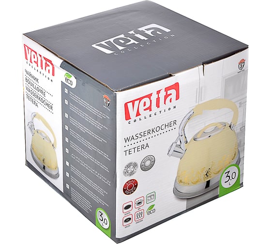 Стальной чайник VETTA Золотая вязь, 3 л, индукция 847-054
