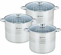 Набор кастрюль Rainstahl RS/CW 2303-06 6 предметов, 11 л, 13.5 л, 16.2 л, 3-шаговое дно х4 2303-06RS/CW BK