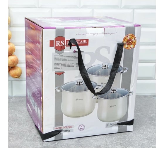 Набор кастрюль Rainstahl RS/CW 2303-06 6 предметов, 11 л, 13.5 л, 16.2 л, 3-шаговое дно х4 2303-06RS/CW BK