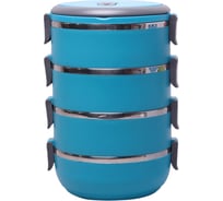 Ланч бокс Kamille 2800 мл, 16.5x5x24 см, пластиковый корпус, внутренняя емкость из нержавеющей стали 2107A