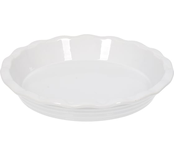 Керамическая форма для запекания MARMITON круглая, с фигурным краем, 28x28x5 см, белая 17361 1