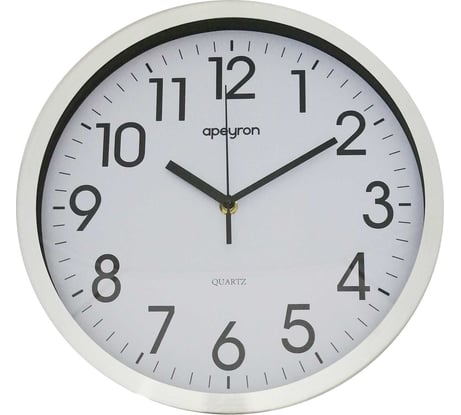 Настенные часы APEYRON  круг, арабский циферблат, серебристый, металл, Ø30см / ML7120