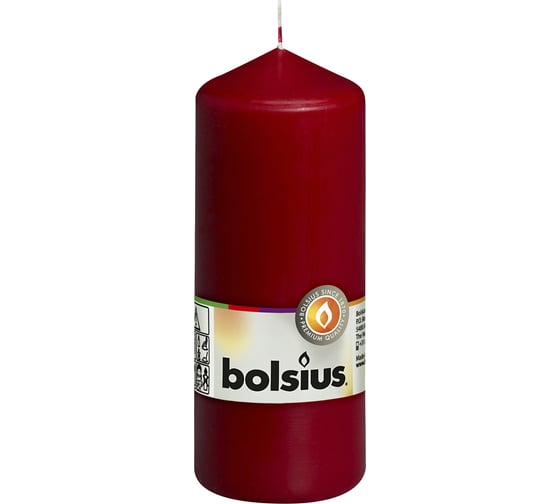 Свеча-столбик Bolsius 150х60 мм, красная, темная 103614600144 1