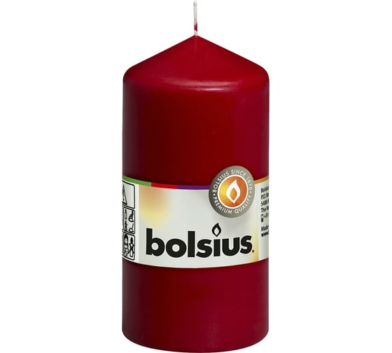 Свеча-столбик Bolsius 120х60 мм, бордо 103614390144 1