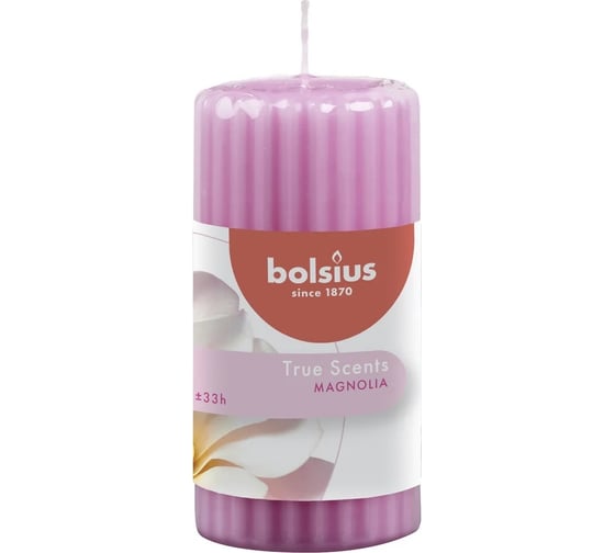 Свеча-столбик Bolsius ребристая, 120х60 мм, магнолия 101925266704