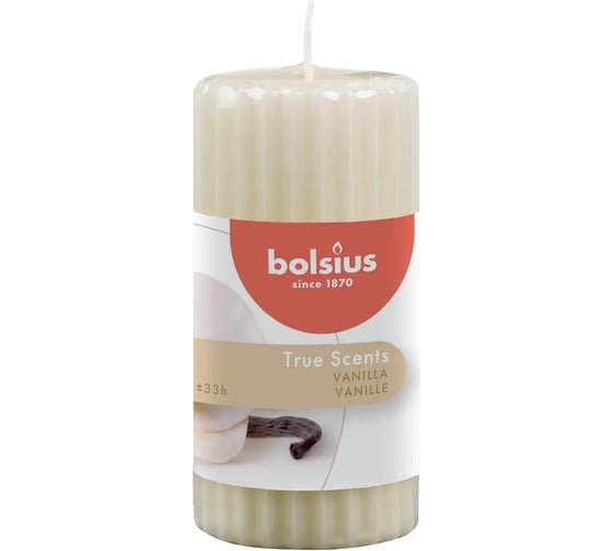 Свеча-столбик Bolsius ребристая, 120х60 мм, ваниль 101925266775 1