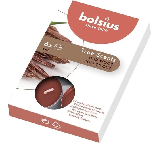 Чайные свечи Bolsius кор. 6 шт., 4 часа, агаровое дерево 101926941570
