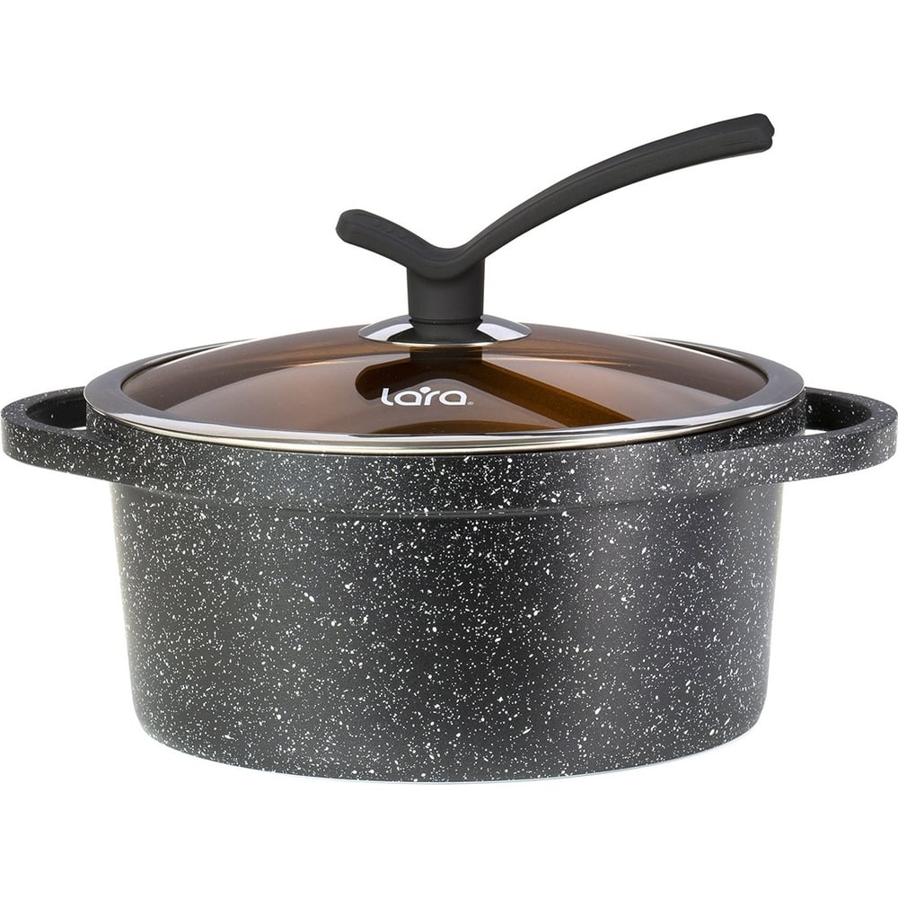 Кастрюля Lara Bronze серия Orlean 24 см, 4.6 л, мрамор, капсульное ...