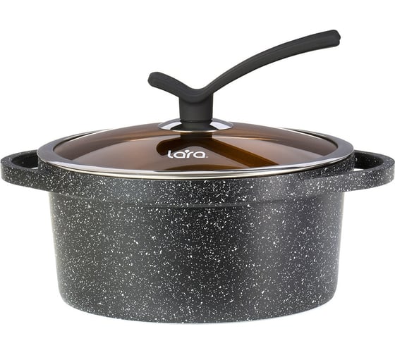 Кастрюля Lara Bronze серия Orlean 24 см, 4.6 л, мрамор, капсульное индукционное дно, крышка LR02-232