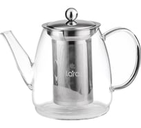 Заварочный чайник Lara 900 мл, боросиликатное стекло, стальной фильтр и крышка LR06-18