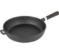 Сковорода Lara черный чугун, 20.5х4.5 см, толщина 4 мм, индукция, берёзовая ручка, прихватка-упор LR01-87