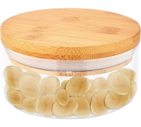 Стеклянная банка для сыпучих продуктов Mallony BAMBU с крышкой, объем 0.28 л тм 004447 1